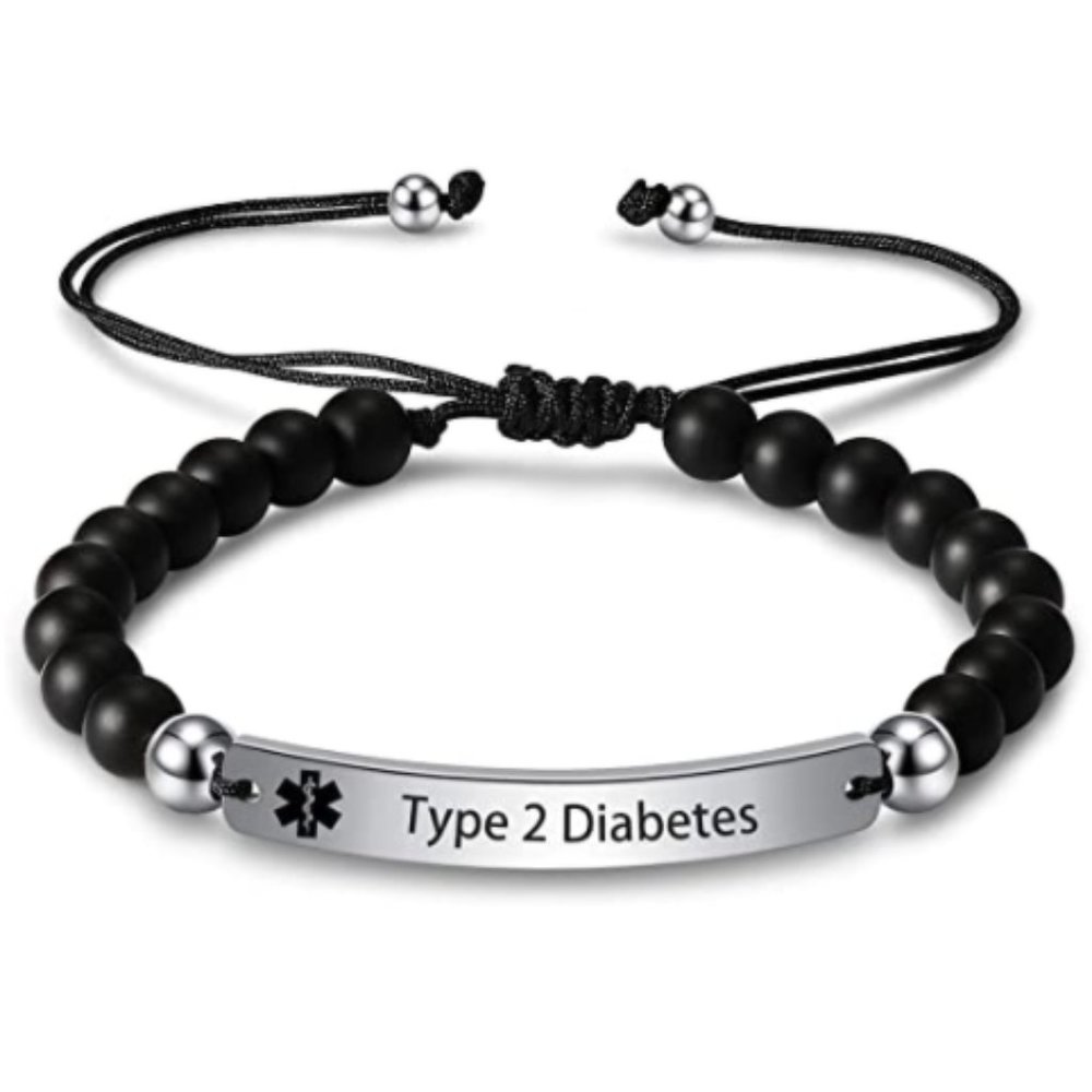 Engraved Bead Type 2 Diabetes Medical Alert
